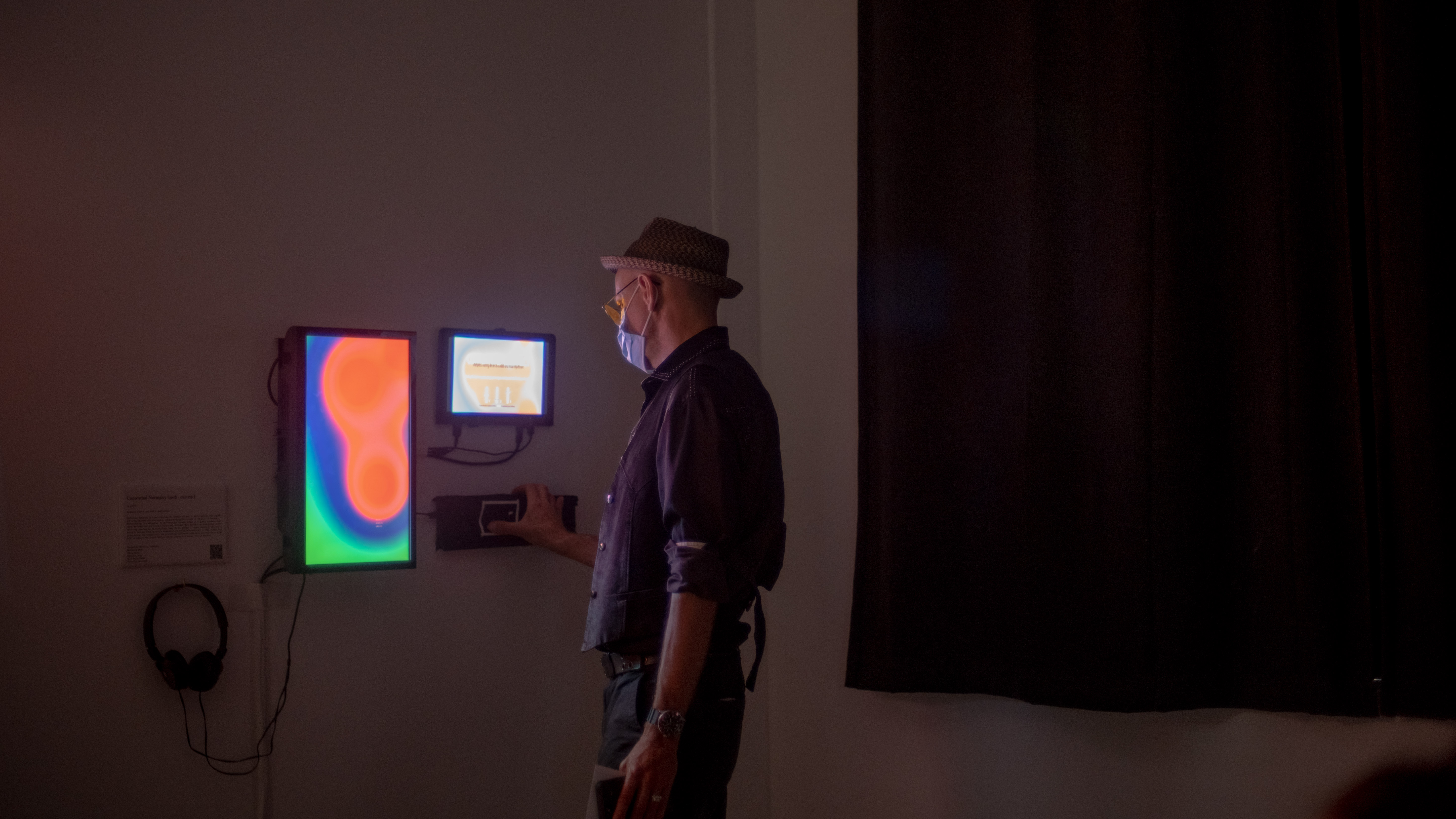 Viewer interacting with installation